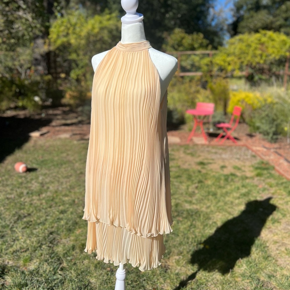 Joseph pleated silk dress in nude/blush